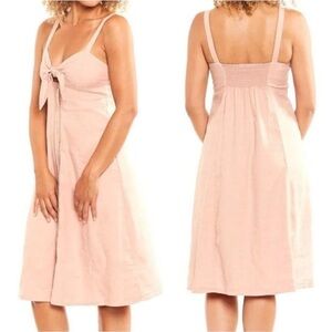Splendid Blush Tie Front linen Midi dress